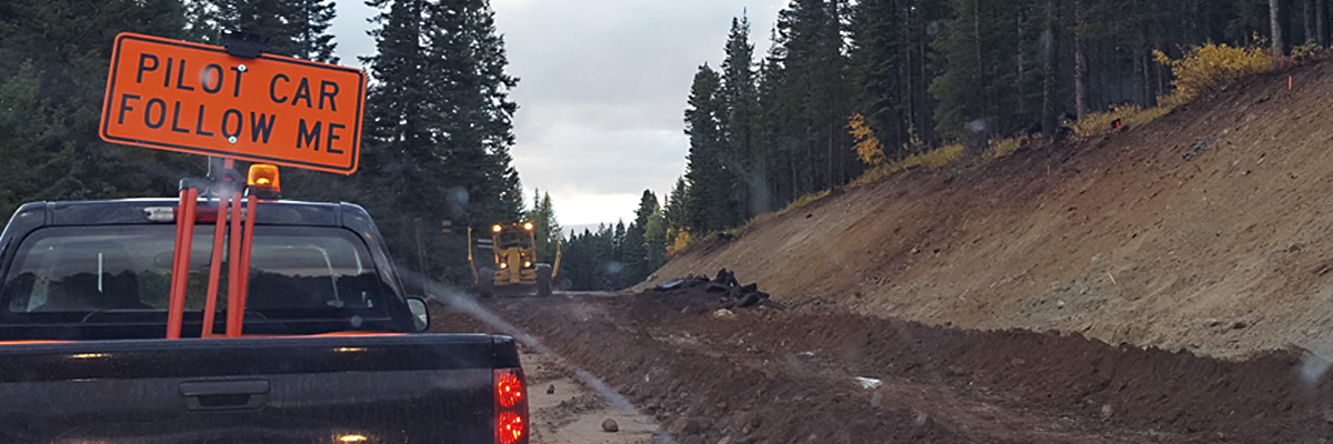 Pilot car in construction zone