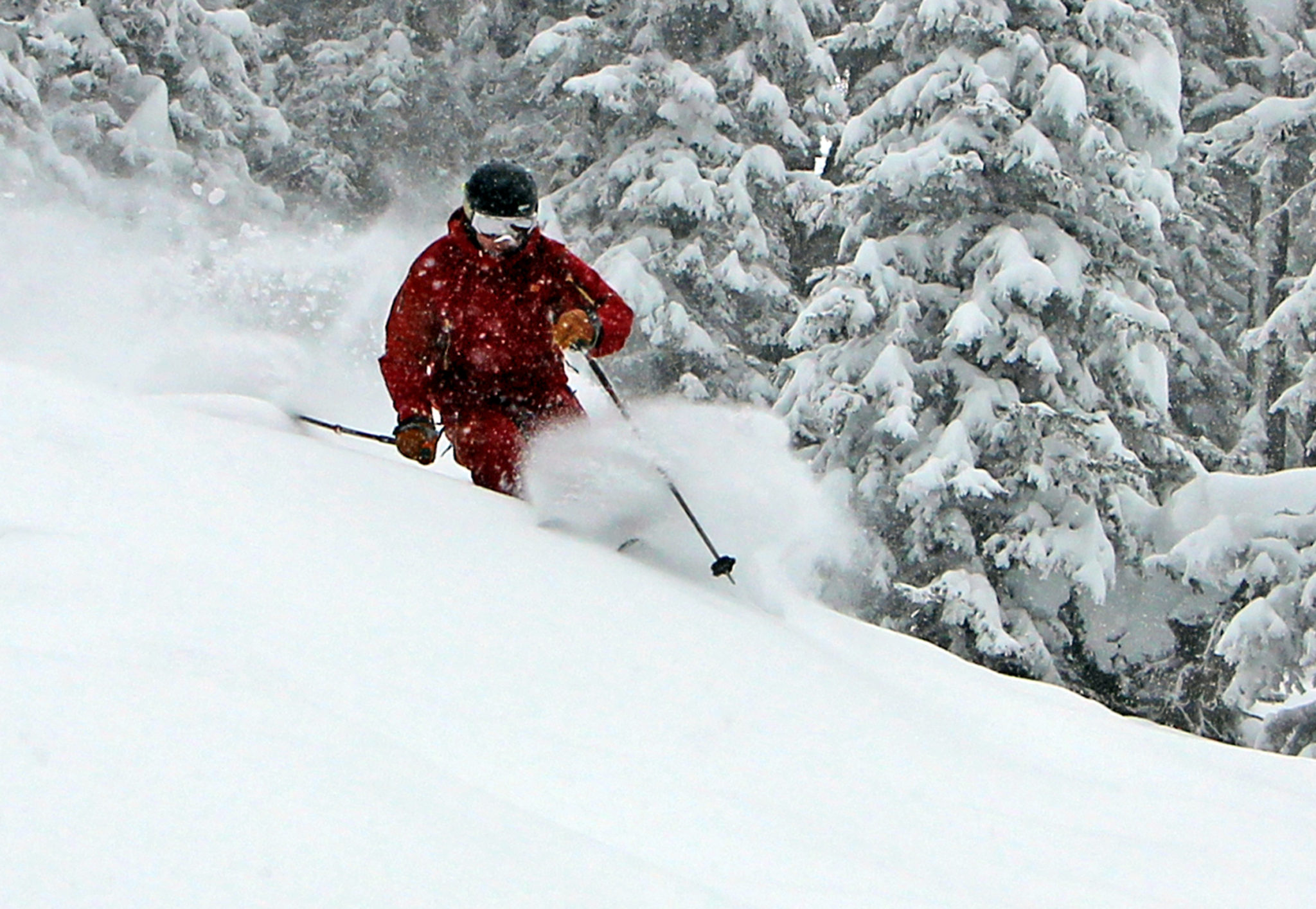 Skier untracked powder snow ghosts