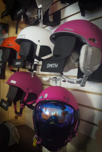Helmets in fall line shop