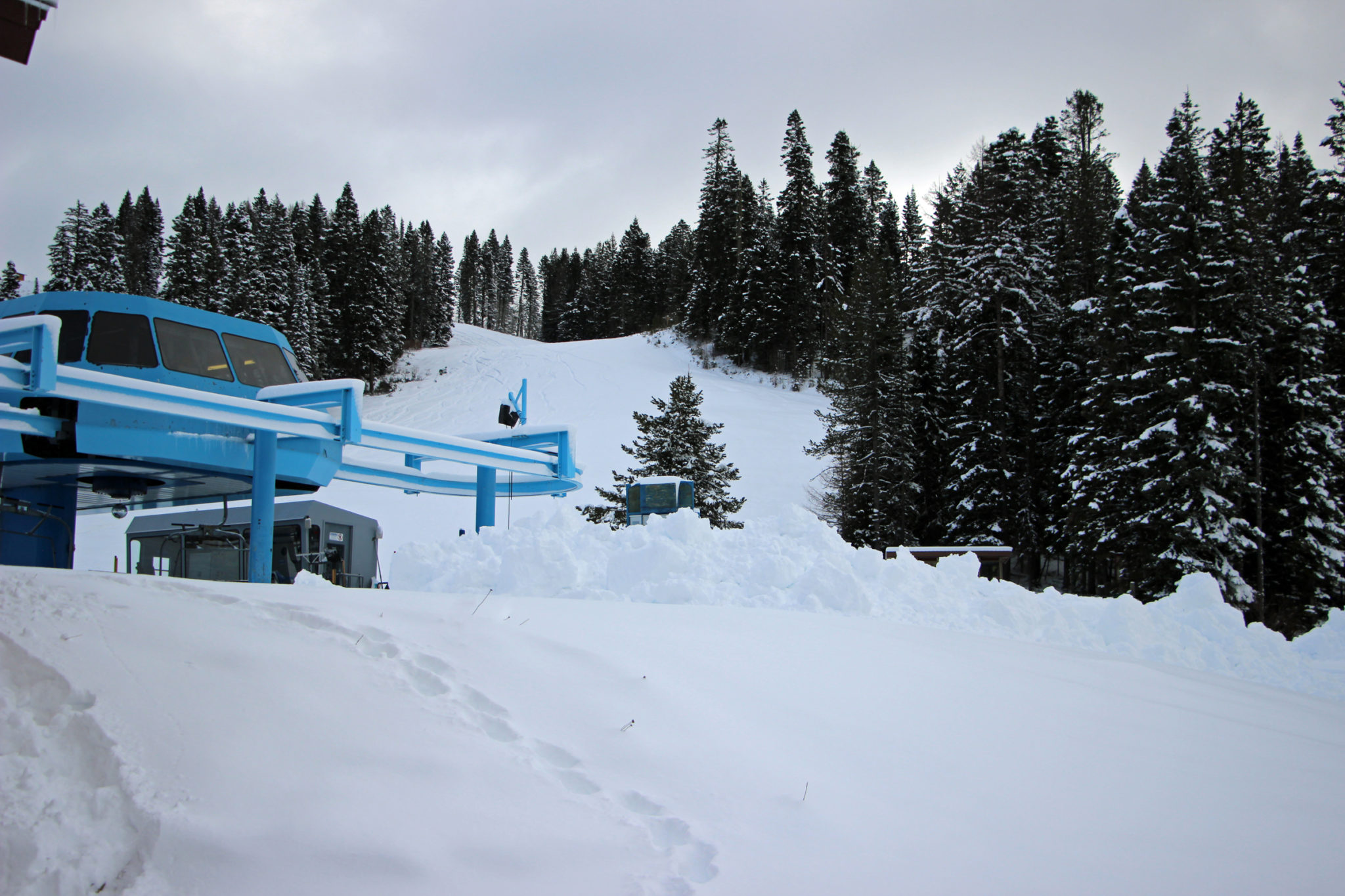 Snow management at bottom of BlueBird