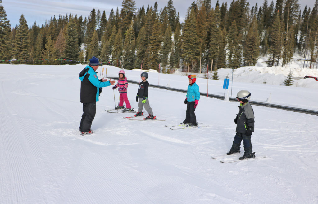 Group ski lesson during Spring Break