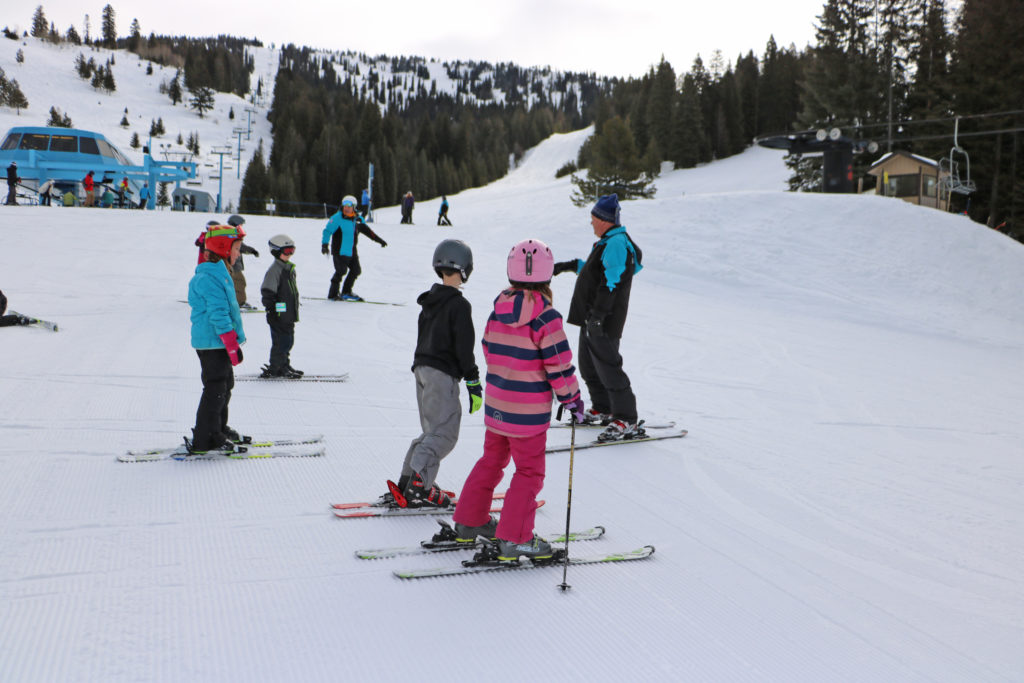 Group ski lesson during Spring Break